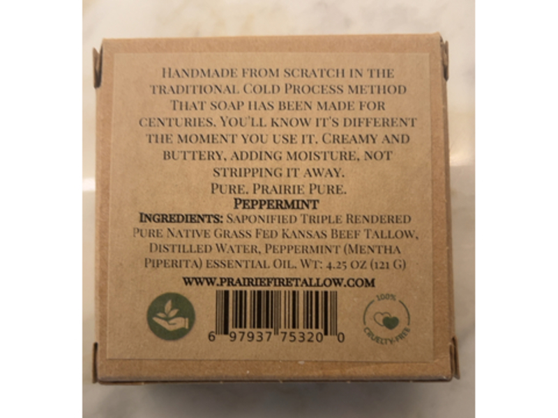 Prairie Fire Pure Beef Tallow Soap, Peppermint, 4.25 oz/121 g, 3 Count