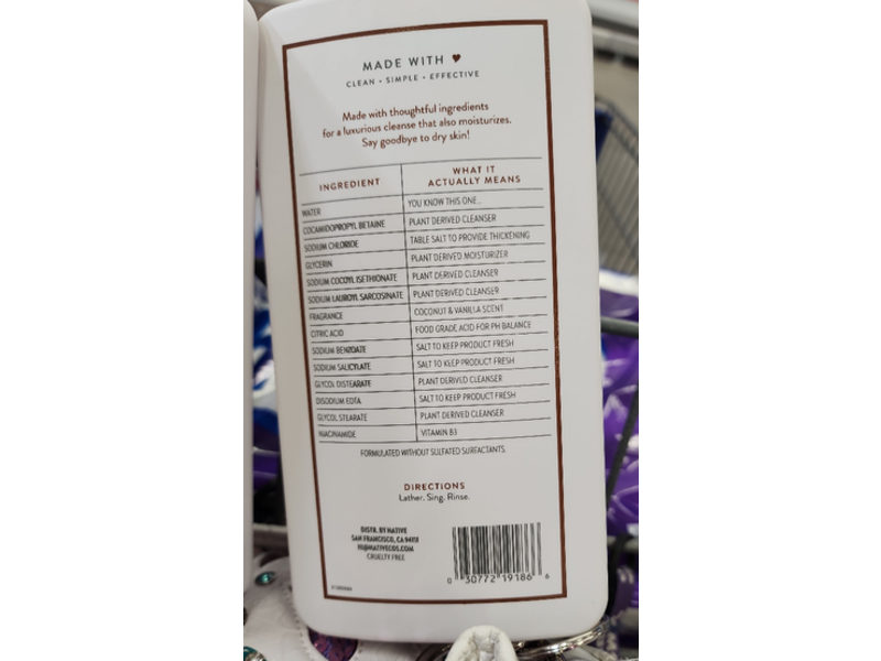 Native Nourishing Body Wash, Coconut & Vanilla, 36 fl oz/1.06 L