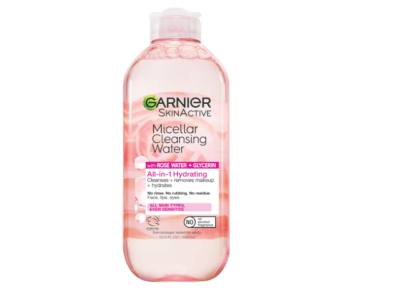 Garnier Skinactive Micellar Cleansing Water, Rose Water + Glycerin, 13.5 fl oz/400 mL