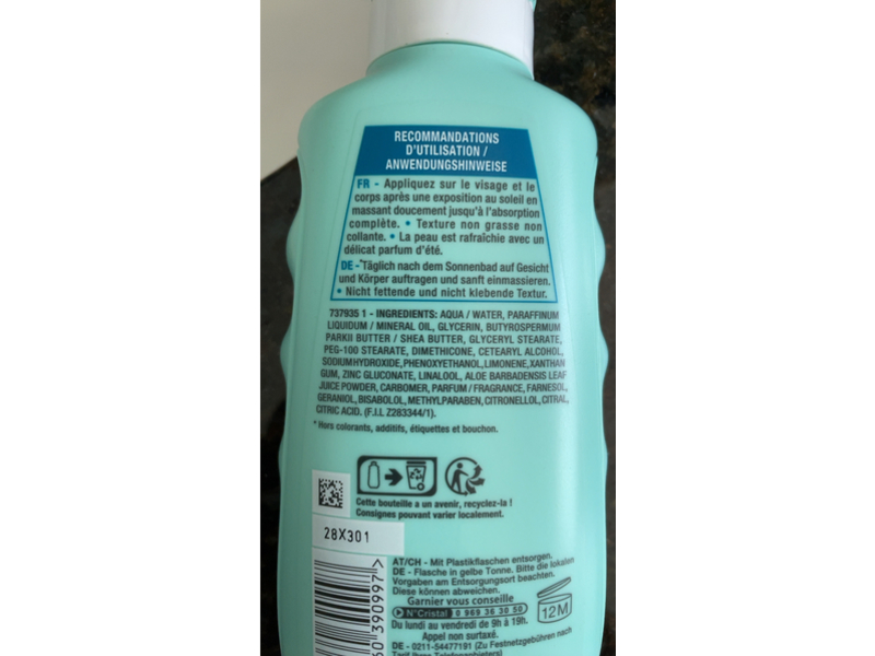 Garnier Ambre Solaire After Sun Moisturizing Milk, Aloe Vera, 200 mL
