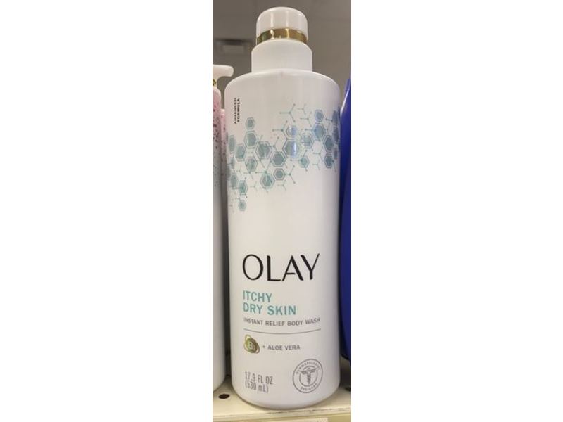 Olay Instant Relief Body Wash, Itch Dry Skin, 17.9 fl oz/530 mL