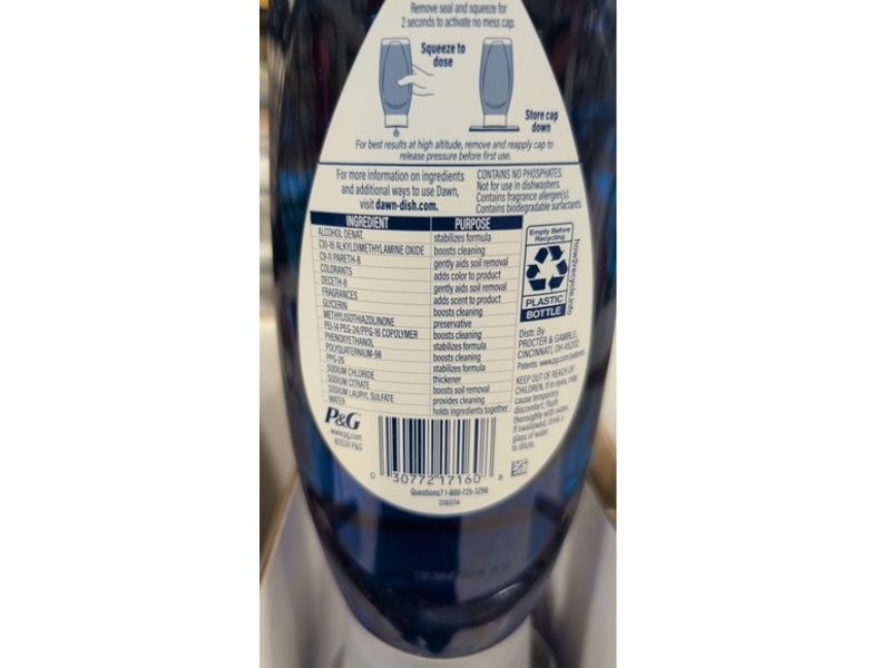 Dawn Platinum Plus PowerSuds Dishwashing Liquid, Fresh Rain, 17.4 fl oz/514 mL