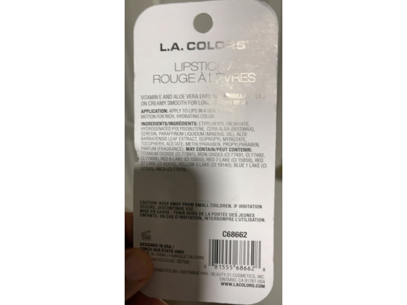 L.A. Colors Creamy Finish Hydrating Lipstick, C68662 Duty Rose, 0.11 oz/3.2 g