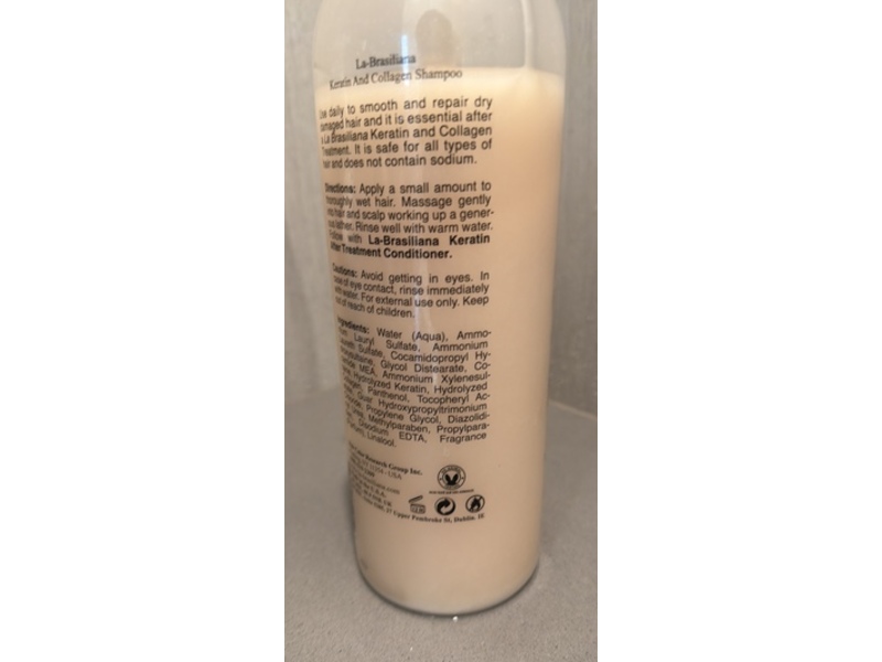 La-Brasiliana Uno Keratin And Collagen Shampoo, 33.8 fl oz/1000 mL