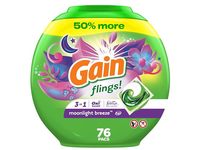 Gain Flings 3 In 1 Laundry Detergent Pacs, Moonlight Breeze Scent, 51 oz/1.47 kg, 76 Count - Image 2
