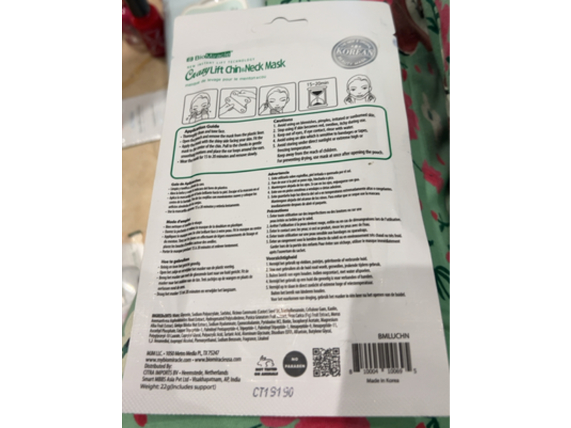 BioMiracle Crazy Lift Chin & Neck Mask, Peptide Vitamin E, B6, B12, Biotin, 1 Count