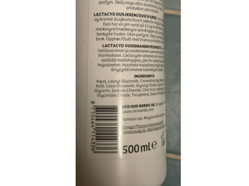 Lactacyd Shower Cream Unscented, 500 mL