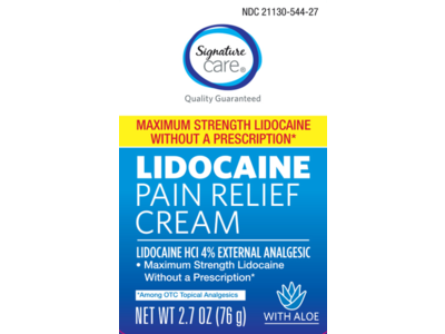 Signature Care Lidocaine Pain Relief Cream, 2.7 oz/76 g