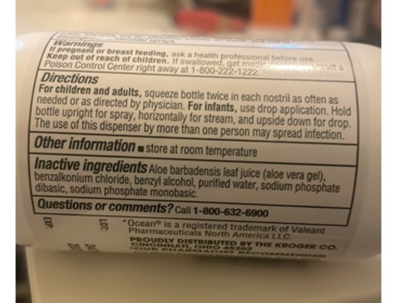Kroger Saline Nasal Spray, Aloe, 3 fl oz/89 mL