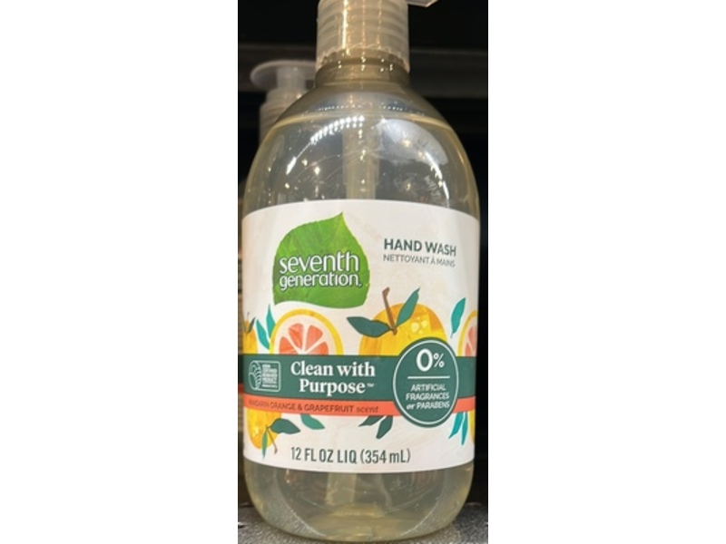 Seventh Generation Clean With Purpose Hand Wash, Mandarin Orange & Grapefruit Scent, 12 fl oz/354 mL