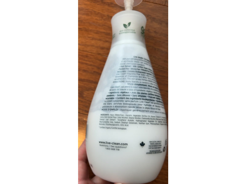 Live Clean Daily Moisture Body Lotion, 17 fl oz/500 mL