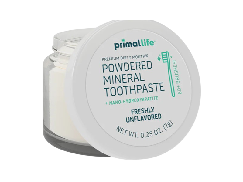 PrimalLife Powdered Mineral Toothpaste, Freshly Unflavored, 0.25 oz/7 g