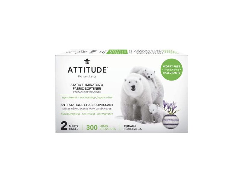 Attitude Static Eliminator & Fabric Softener Sheets, 300 Loads, 2 Sheets