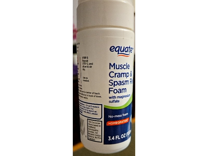 Equate Muscle Cramp & Spasm Relief Foam with Magnesium Sulfate, 3.4 fl oz/100 mL