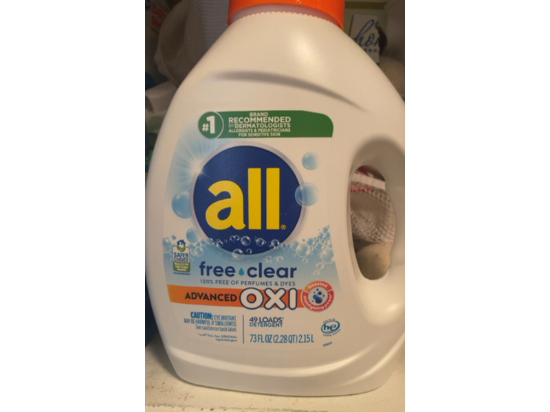 All Advanced Oxi Liquid Laundry Detergent, Free Clear, 49 Loads, 73 fl oz/2.15 L
