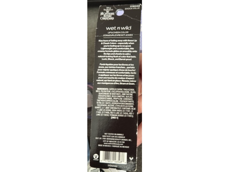 Wet n Wild Disney The Nightmare Before Christmas Lip & Cheek Color, Shock Value, 0.12 fl oz/6.35 mL