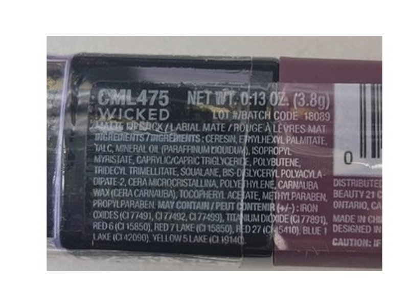 L.A. Colors Matte Lipstick, Wicked, 0.13 oz/3.8 g