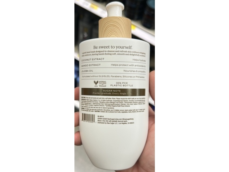 Raw Sugar Gentle Hand Wash, Coconut Mango Glow, 12 fl oz/355 mL, Pack Of 4