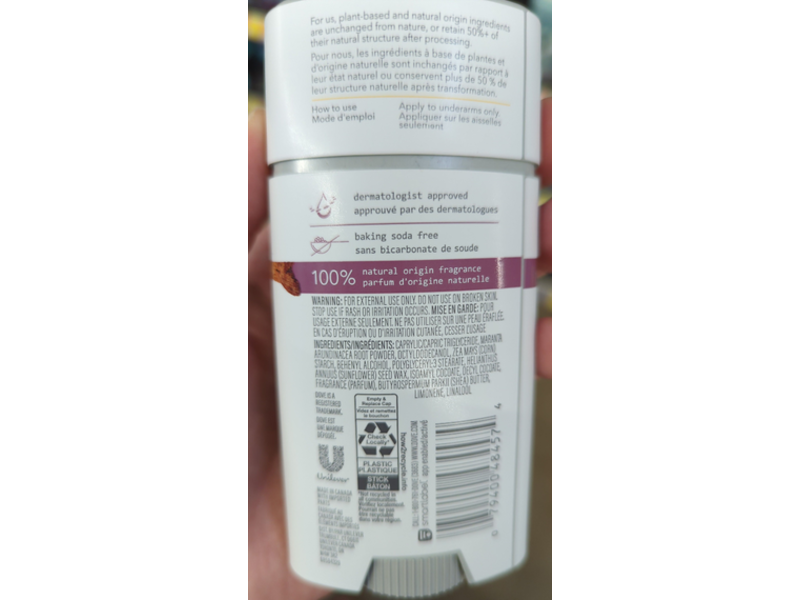 Dove Care By Plants 24h Deodorant, Sandalwood, 2.6 oz/74 g