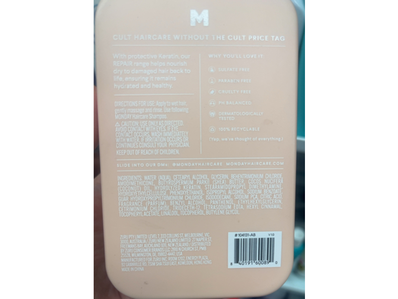 Monday Haircare Repair + Keratin Conditioner, 12 fl oz/354 mL