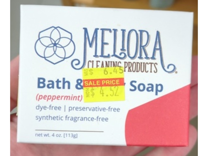 Meliora Bath & Body Soap, Peppermint, 4 oz/113 g