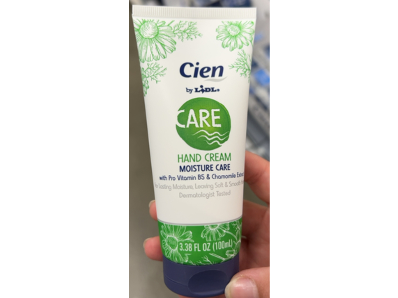 Cien Moisture Care Hand Cream, Pro Vitamin B5 & Chamomile Extract, 3.38 fl oz/100 mL