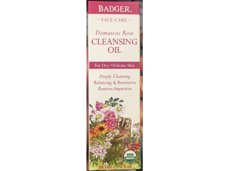 Badger Face Cleansing Oil Damascus Rose Organic, 2 fl oz/59.1 mL