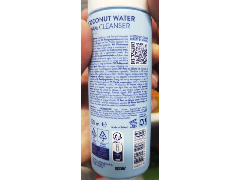 Clean Beauty By Alvira Cloud Foam Cleanser, Coconut Water, 150 mL