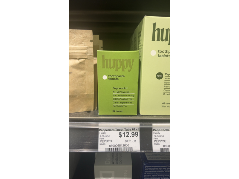 Huppy Toothpaste Tablets, Peppermint, 1.3 oz/36 g