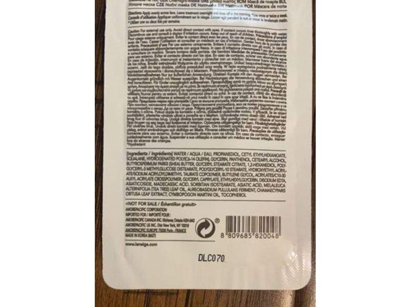 Laneige Cica Sleeping Mask, 0.1 fl oz/4 mL