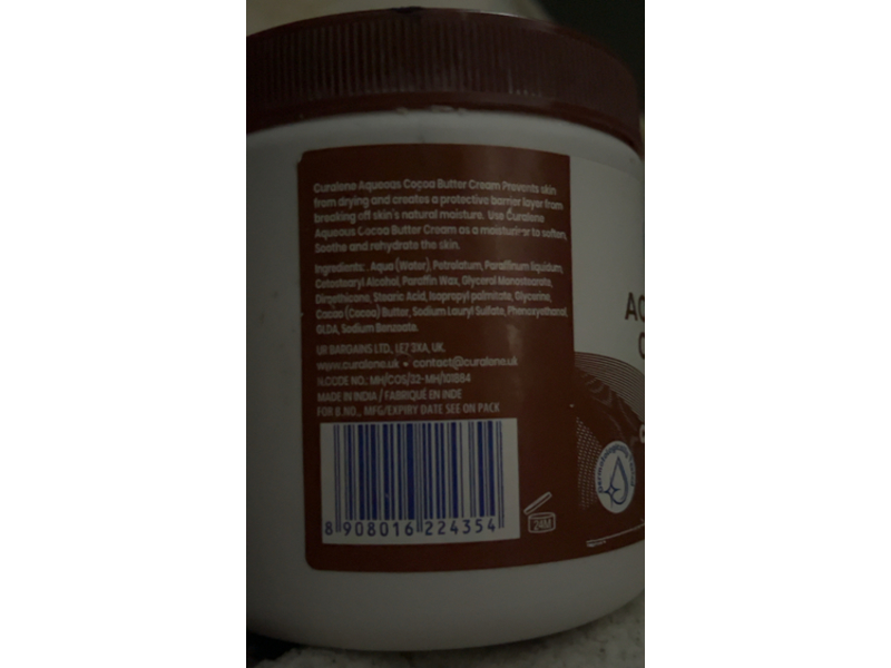 Curalene Aqueous Cream with Cocoa Butter, 16.9 fl oz/500 mL