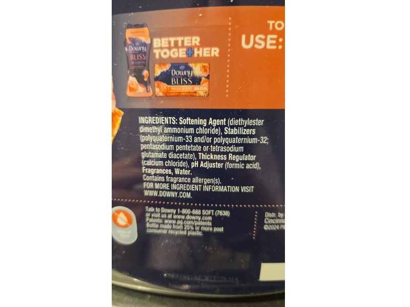 Downy Ultra Soft+Bliss Fabric Softener Liquid, Sparkling Amber & Rose, 138 Loads, 93 fl oz/2.26 L