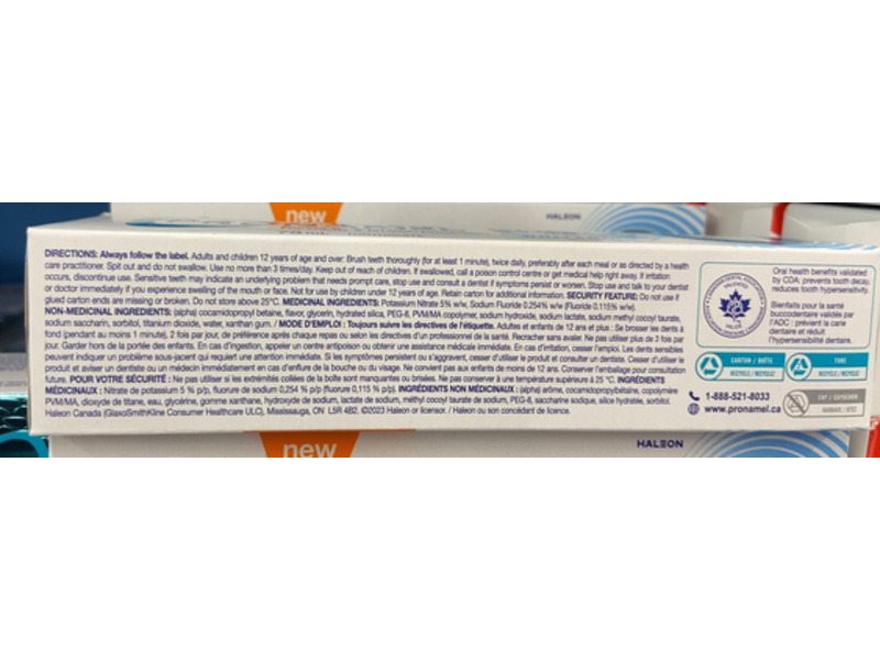 Sensodyne Pronamel Active Shield Whitening Toothpaste, Cool Mint, 75 mL