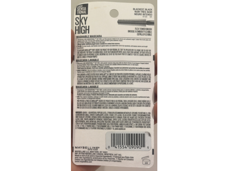 Maybelline New York Sky High Mascara, 800 Blackest Black, 0.24 fl oz/7.2 mL