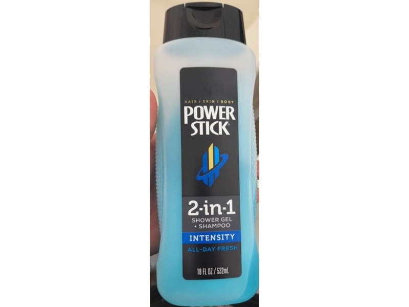Power Stick 2 In 1 Shower Gel & Shampoo, Intensity All Day Fresh, 18 fl oz/532 mL, Pack Of 3