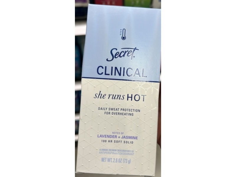 Secret Clinical She Runs Hot Antiperspirant/Deodorant, Lavender + Jasmine, 2.6 oz/73 g