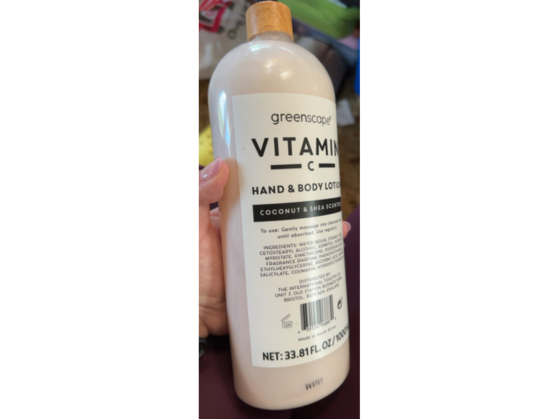 Greenscape Hand & Body Lotion + Vitamin C, Coconut & Shea Scented, 33.81 fl oz/1 L
