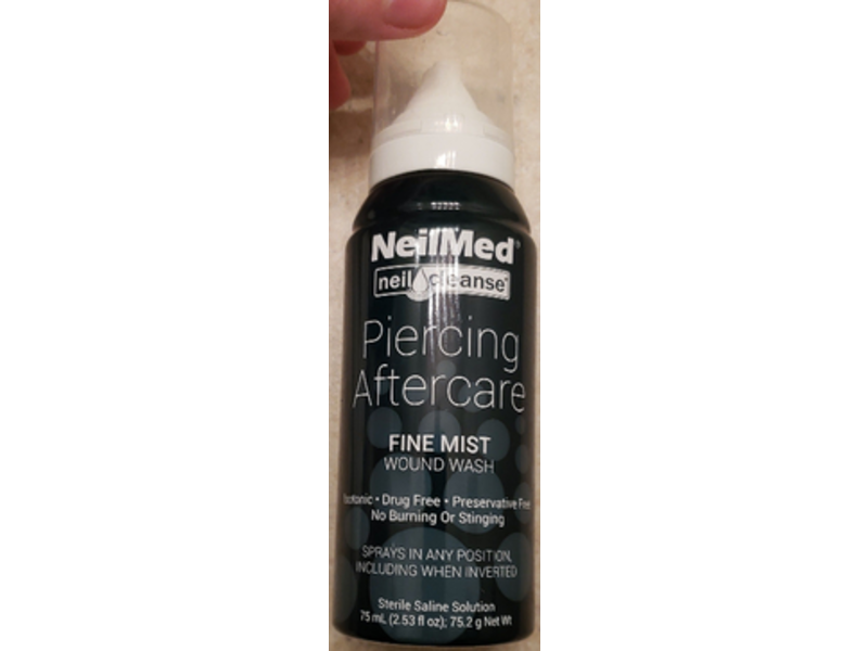 Neilmed Piercing Aftercare Wound Wash, Fine Mist, 2.53 fl oz/75 mL