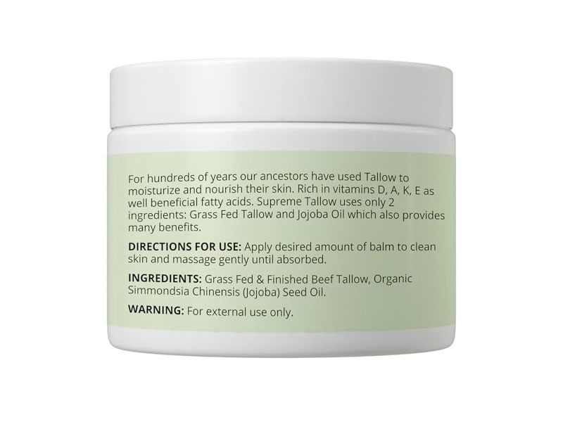Supreme Tallow Grass Fed Beef Tallow Moisturizer, 2 oz/56 g