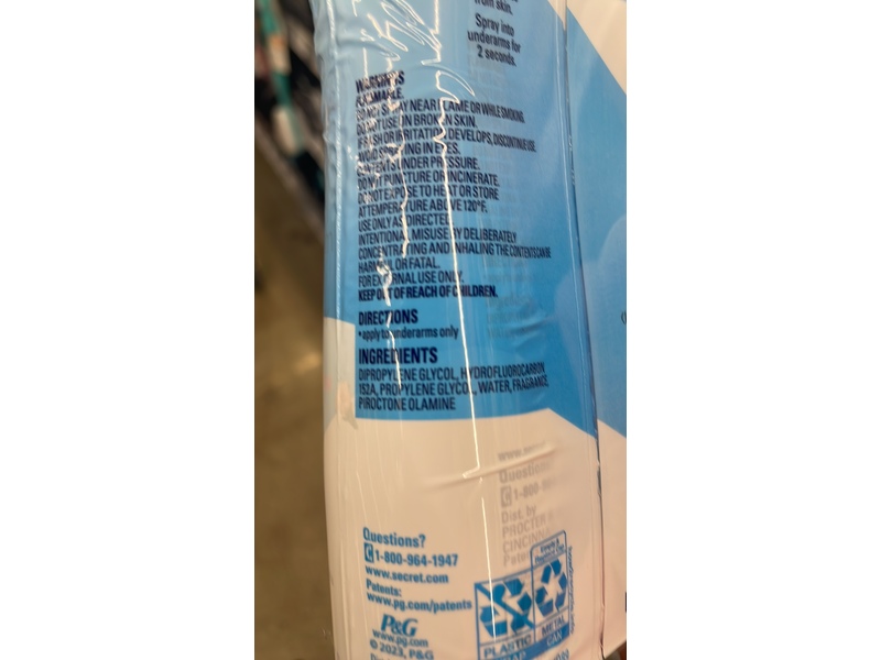 Secret Deodorant Dry Spray, Notes Of Cherry Blossom, 4.1 oz/116 mL, Pack Of 2