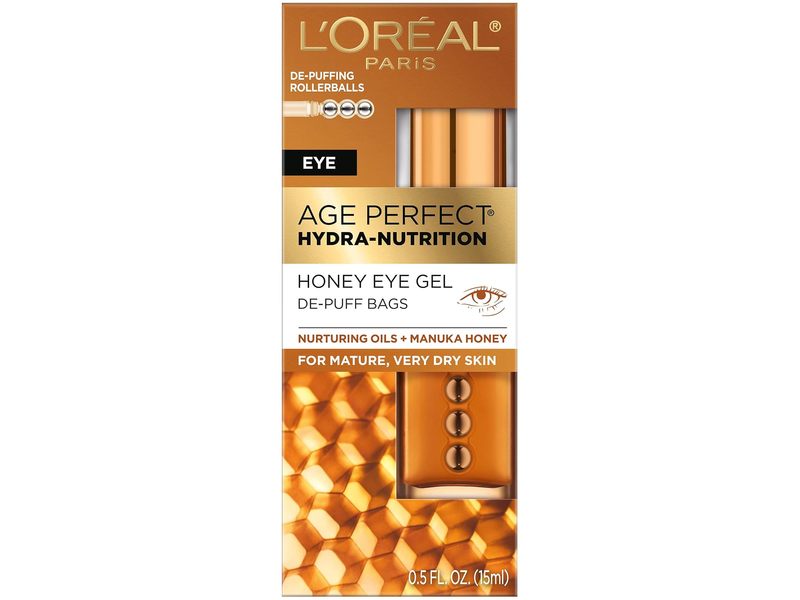 L'Oreal Paris Age Perfect Hydra-Nutrition Honey Eye Gel, Nurturing Oils + Manuka Honey, 0.5 fl oz/15 mL