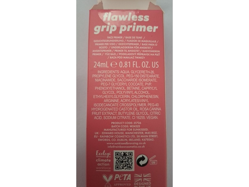 Sunkissed Flawless Grip Primer, 4% Niacinamide, 0.81 fl oz/24 mL