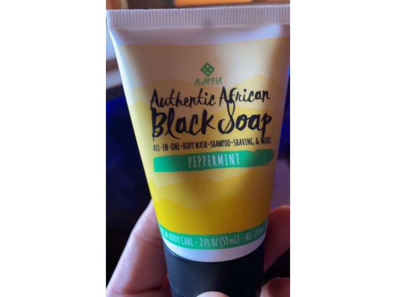 Alaffia Authentic African Black Soap, Peppermint, 2 fl oz/59 mL