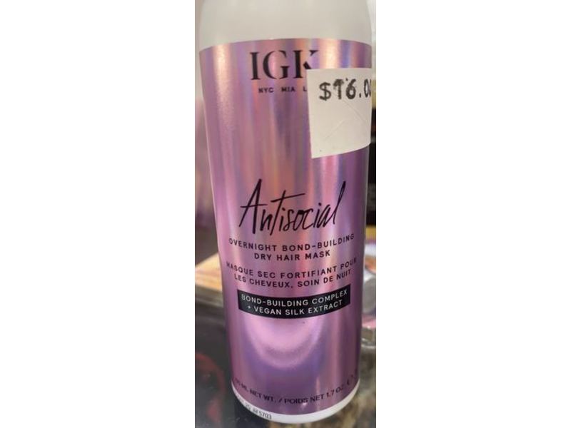Igk Antisocial Overnight Bond-Building Dry Hair Mask, 1.7 oz