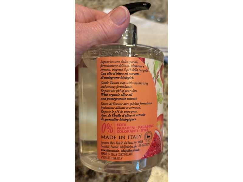 La Florentina Liquid Soap, Pomegranate, 16.5 fl oz/500 mL