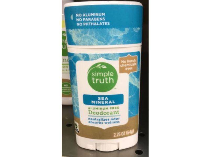 Simple Truth Aluminum Deodorant, Sea Mineral, 2.25 oz/64 g