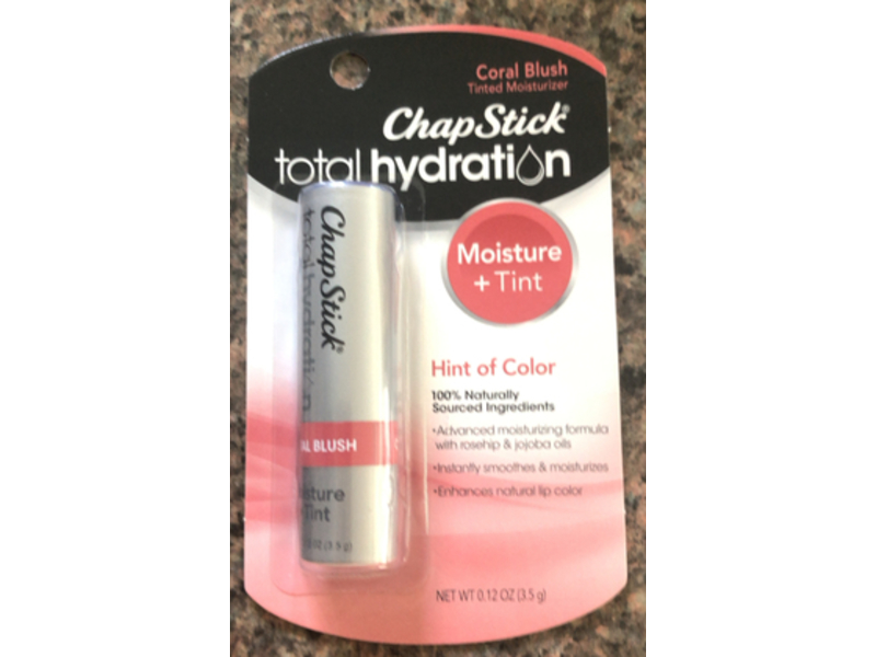 ChapStick Total Hydration Lip Balm Tube Moisture + Tint, Coral Blush, 0.12 oz/3.5 g