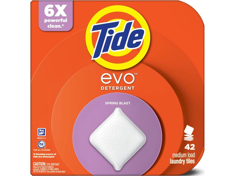 Tide Evo Detergent Laundry Tiles, Spring Blast, 42 Loads