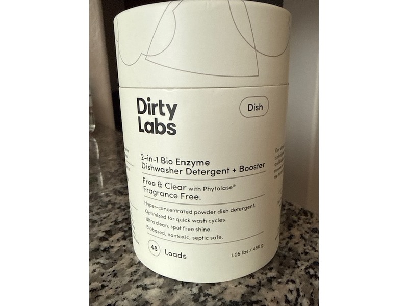 Dirty Labs 2-in-1 Bio Enzyme Dishwasher Detergent + Booster, Free & Clear, 48 Loads, 1.05 l/480 g