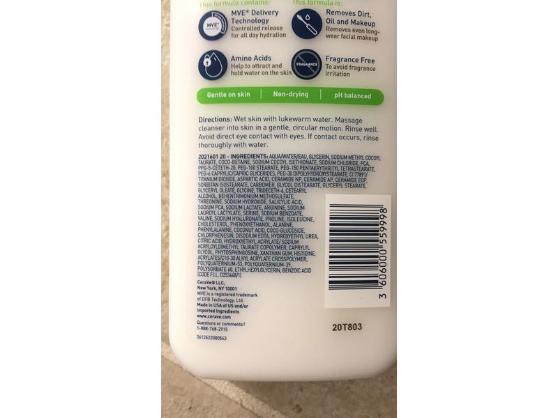 CeraVe Hydrating Cream-To-Foam Cleanser, Normal to Dry Skin, 12 fl oz/355 mL